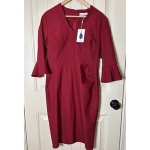 muxxn red dress MUXXN Keyhole Neckline Ruched Split Back Bodycon Dress